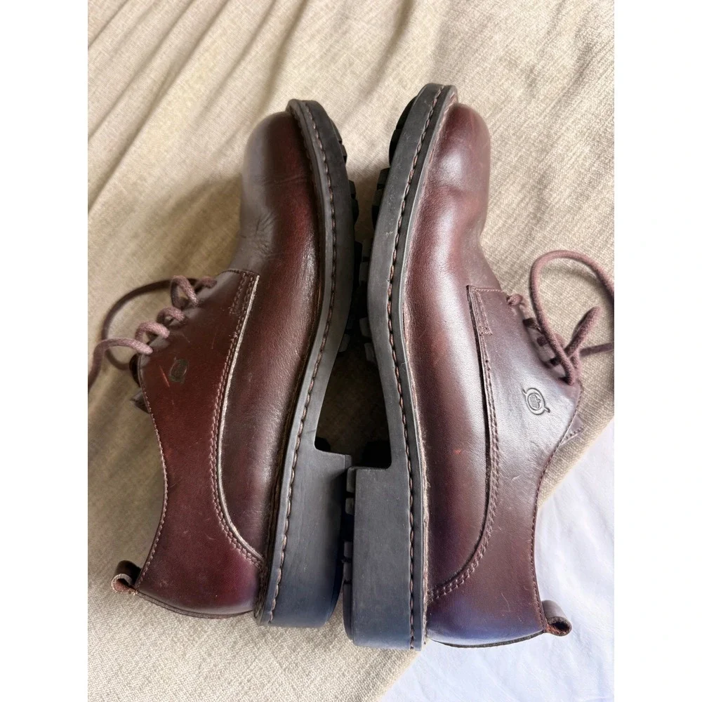 Born Mens Leather Oxford Shoes Burgundy Brown Lace Up B6475 10.5 M/W EU 44.5
